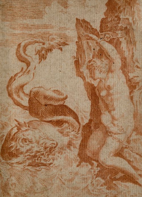 SEGUIDOR DE AGOSTINO CARRACCI, "Andrómeda acosada por el mo