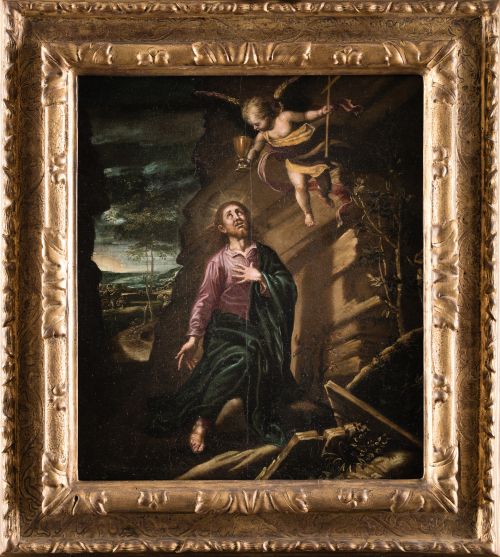 ESCUELA SEVILLANA , "Oración en el huerto", Óleo sobre lien