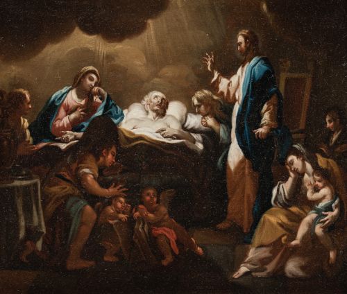 ESCUELA ESPAÑOLA, "Muerte de san José", Óleo sobre lienzo.