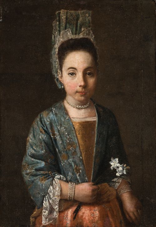 ESCUELA VIRREINAL, ¿FILIPINAS?, "Retrato de niña", Óleo sob