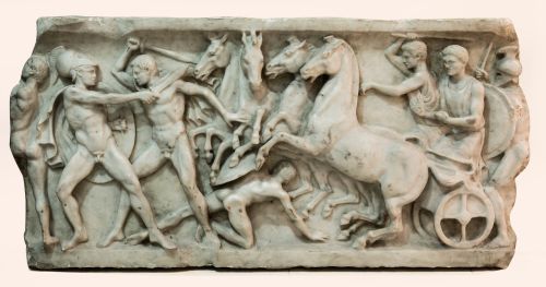 TALLER ITALIANO , "Relieve con una batalla griega", Mármol 