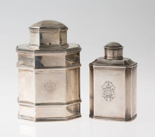Dos tea caddy de plata, S. XIX