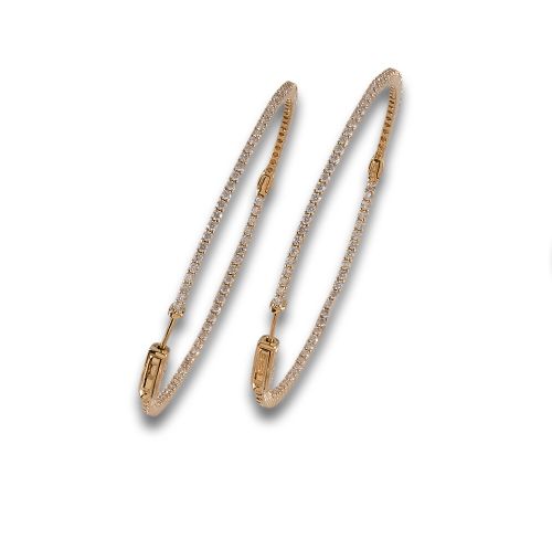 PENDIENTES ARO EN ORO AMARILLO Y DIAMANTES