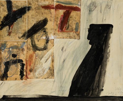 ANÓNIMO, "Composición", 1997, Técnica mixta y collage sobre