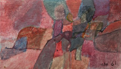 MANUEL HERNÁNDEZ MOMPÓ, "Estudio en rojo", 1961, Técnica mi