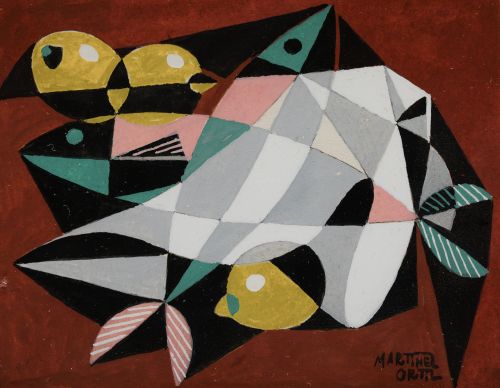 NICOLÁS  MARTÍNEZ ORTIZ DE ZÁRATE, "Bodegón cubista", Gouac