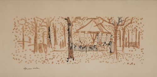 EMILIO GRAU SALA, "Tiovivo", Rotulador y tinta sobre papel