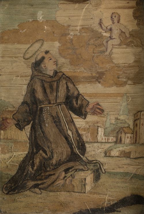 ESCUELA VIRREINAL , "San Antonio de Padua", Bordado
