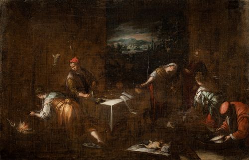 CIRCULO DE LOS BASSANO, "Cristo en casa de Marta y María", 