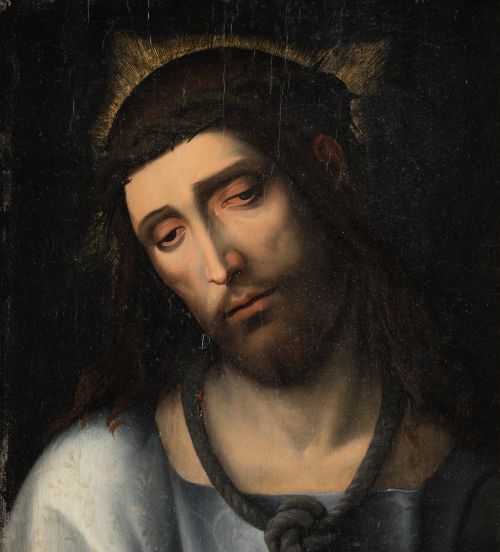 ESCUELA FLAMENCA, "Ecce homo", Óleo sobre tabla