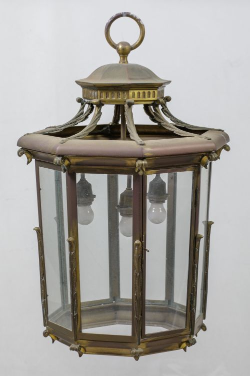 Farol de metal dorado, España, S. XX