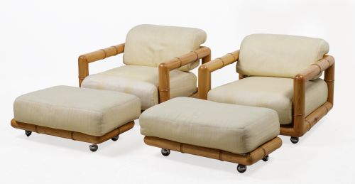 Pair of armchairs with footrests, Home & Garden, 1980s-1990