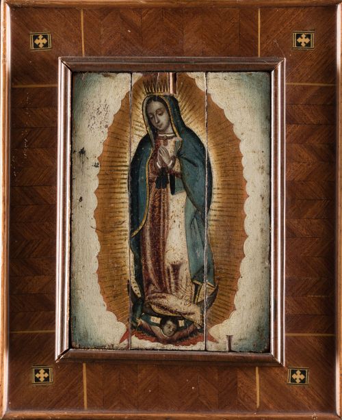 ESCUELA VIRREINAL MEXICANA, "Virgen de Guadalupe", Óleo sob
