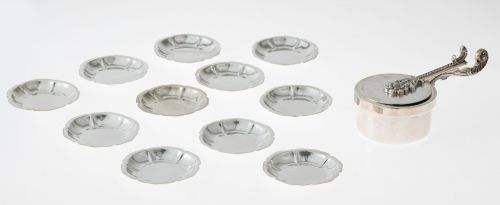 Cenicero con tapa de plata española 1ª ley de Silver Gena, 