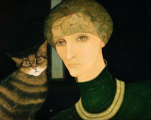 ANONYMOUS (20th Century) "Lady with Cat"