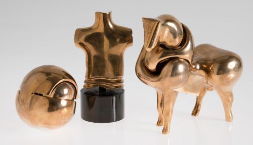 AGUSTÍN ALAMÁN, "La semilla", Escultura de bronce dorado