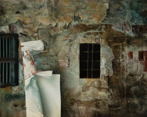 JUAN ADRIANSENS, "Lucca, via dei Fossi", 1976, Óleo sobre t