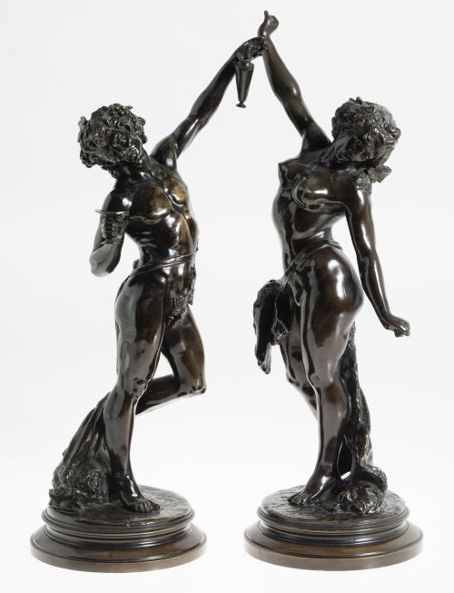 "Sátiro" y "Ménade", pareja de figuras mitológicas siguiend