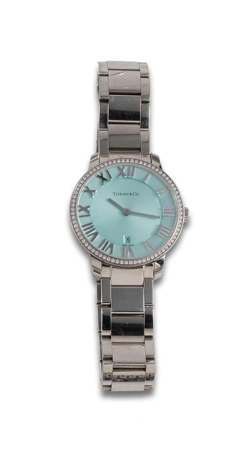 RELOJ TIFFANY CON ESFERA AZUL HIELO Y DIAMANTES