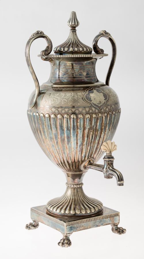 Samovar de metal plateado, Roberts, Cadman & Co, Sheffield,