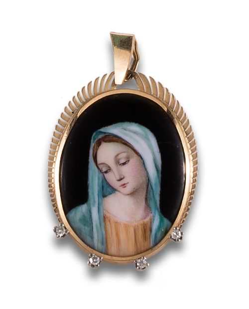 COLGANTE VIRGEN DE ORO Y BRILLANTES