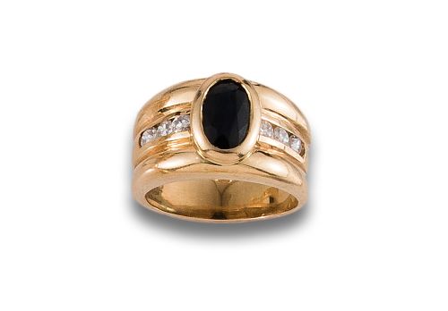 SORTIJA DE ORO CON ZAFIRO Y DIAMANTES