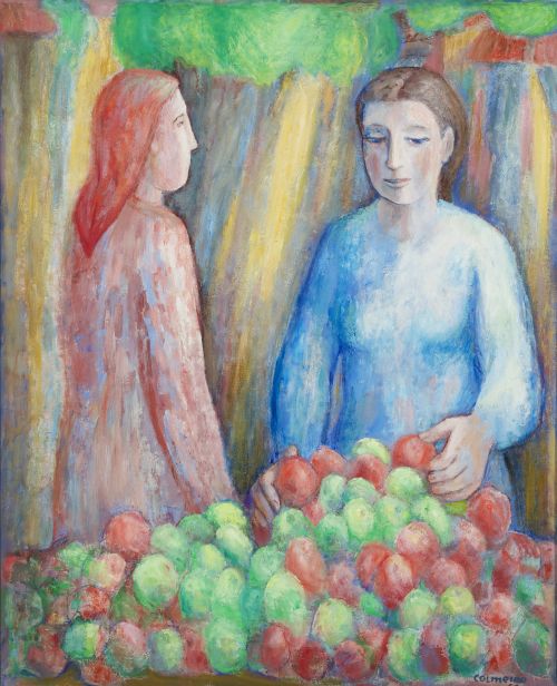 MANUEL  COLMEIRO, "Mujeres con frutas", 1956-60, Óleo sobre