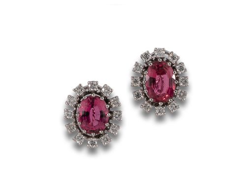 PENDIENTES DE ORO BLANCO CON TURMALINA Y DIAMANTES