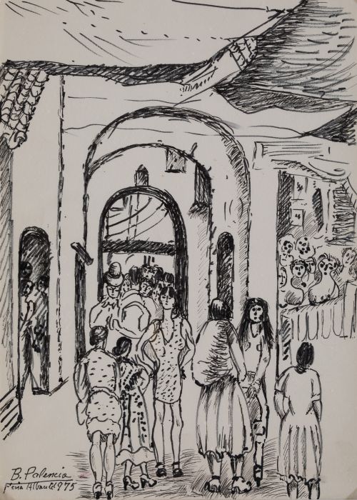 BENJAMÍN PALENCIA, "Feria de Albacete", 1975, Tintas sobre 