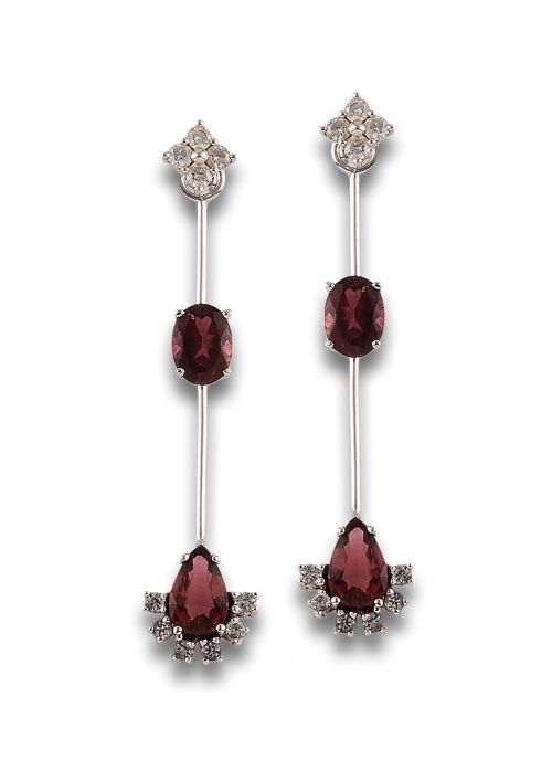 PENDIENTES "AMANCAY" ORO RUBELITAS Y BRILLANTES