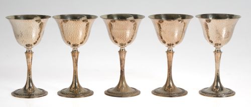 Cinco copas de plata española ley 916, S. XX