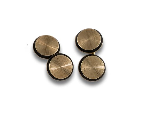 GEMELOS DE ORO AMARILLO Y ONIX