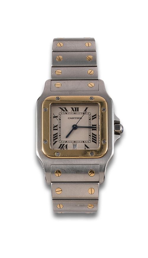 RELOJ CARTIER SANTOS DE CABALLERO EN ACERO Y ORO CON PAPELE