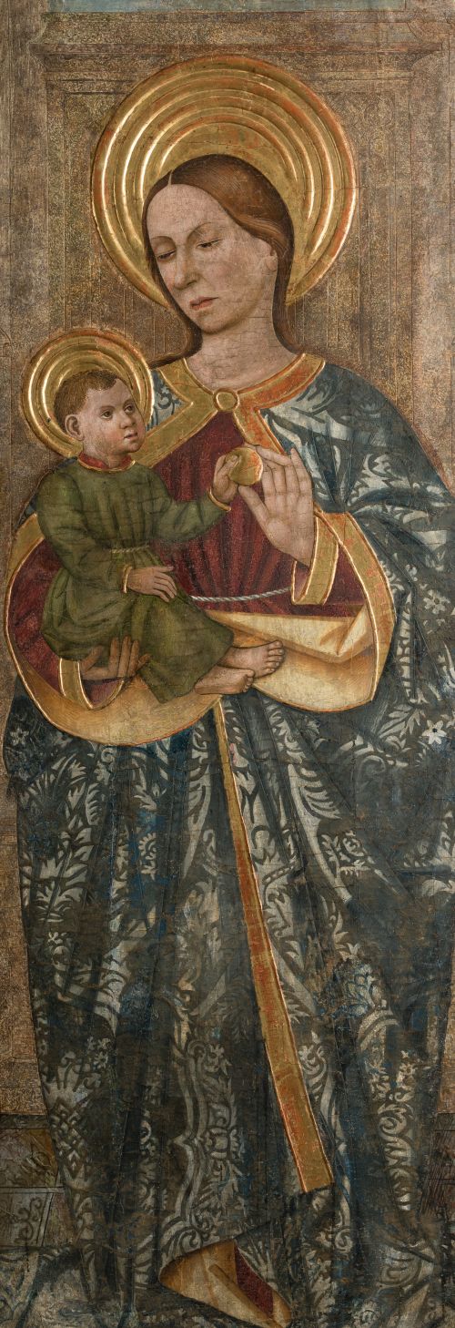 ESCUELA ARAGONESA , "Virgen con el Niño", Óleo sobre tabla.