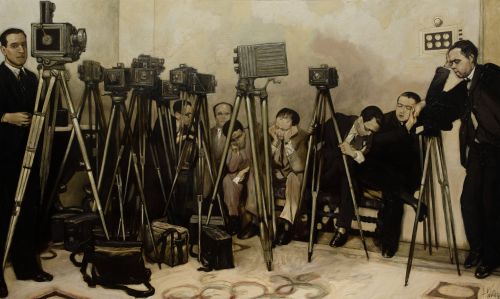 FERNANDO CALDERON, "La antesala de la noticia", 1976, Óleo 