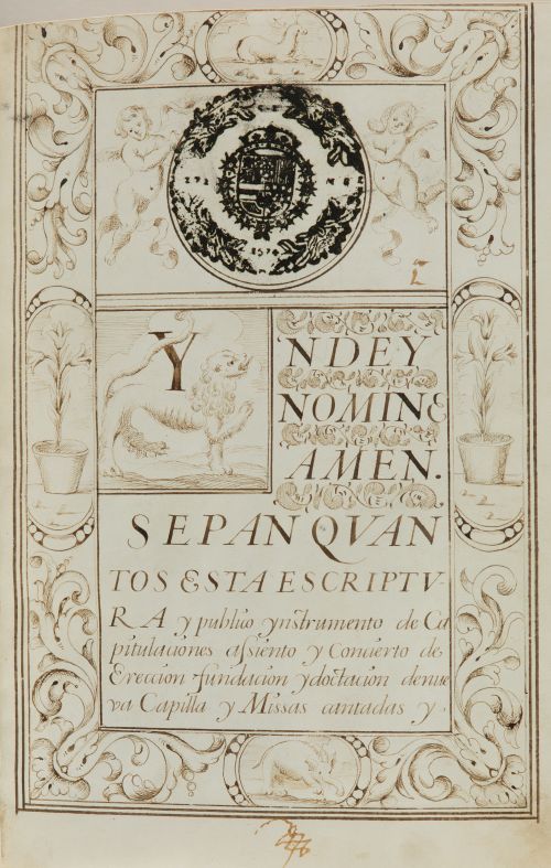 Manuscrito. "Escrituras de capitulaciones, asiento y concie