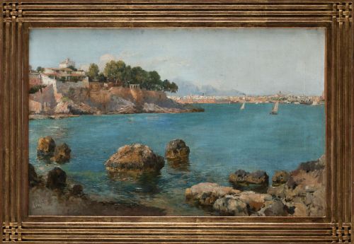 LORENZO CERDÁ BISBAL, "Puerto de Pollença, Mallorca", Óleo 