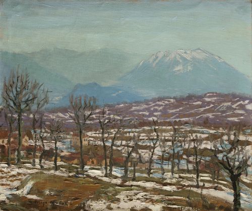 GODOFREDO ORTEGA MUÑOZ, "Montañas al fondo", c.1920-30, Óle