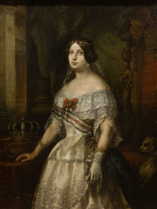 ESCUELA ESPAÑOLA , "Retrato de Isabel II", Óleo sobre lienz