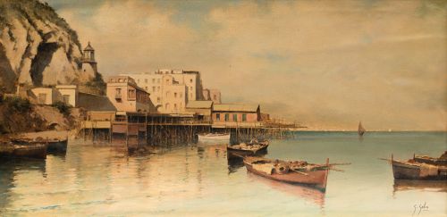 ROSARIO PALUMBO "GOLIA", "Costa italiana", Óleo sobre lienzo