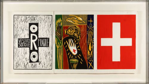 MIMMO PALADINO, "Lacrimosa", 1986, Tres xilografías sobre c