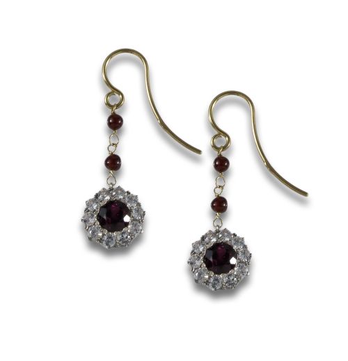 LONG GOLD AND GARNET EARRINGS