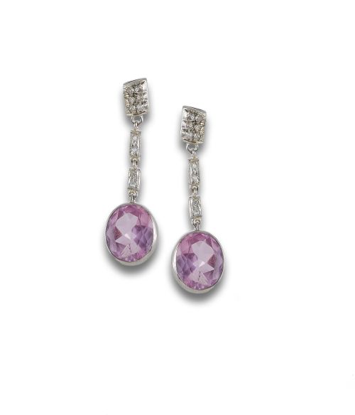 PENDIENTES LARGOS DE ORO BLANCO