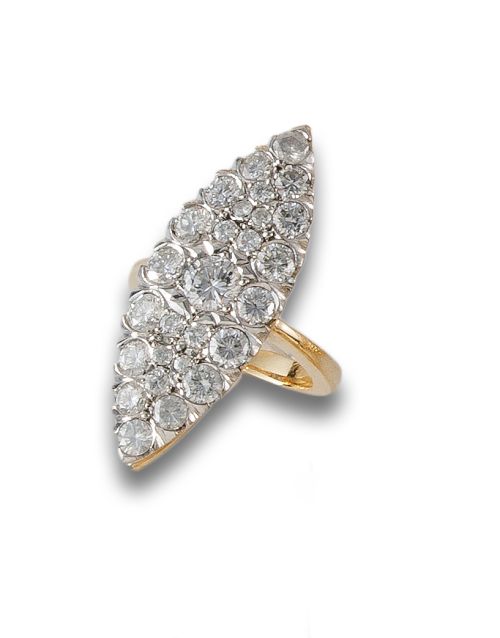 GOLD, PLATINUM AND DIAMONDS COCKTAIL RING