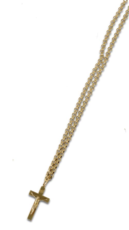 GOLD NECKLACE AND CRUCIFIX
