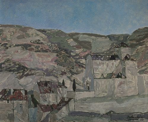 AGUSTÍN REDONDELA, "Paisaje con pueblo", 1973