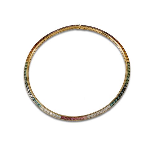 MULTI-GEM NECKLACE IN YELLOW GOLD