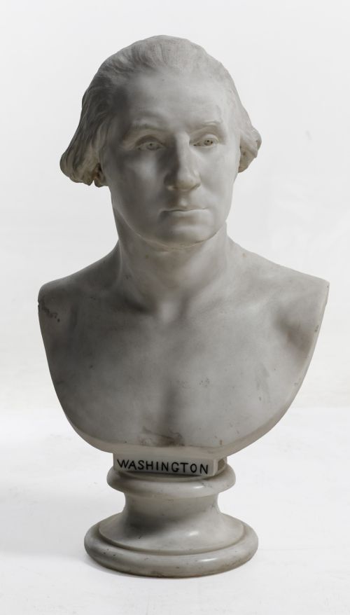 "George Washington", white marble bust, 19th century