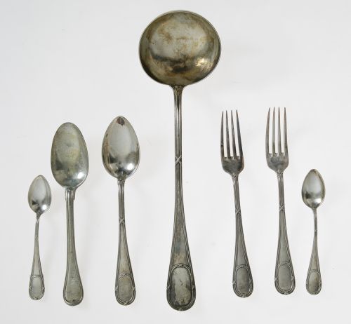 Lot of Spanish silver cutlery, cordon model, 916 fineness,