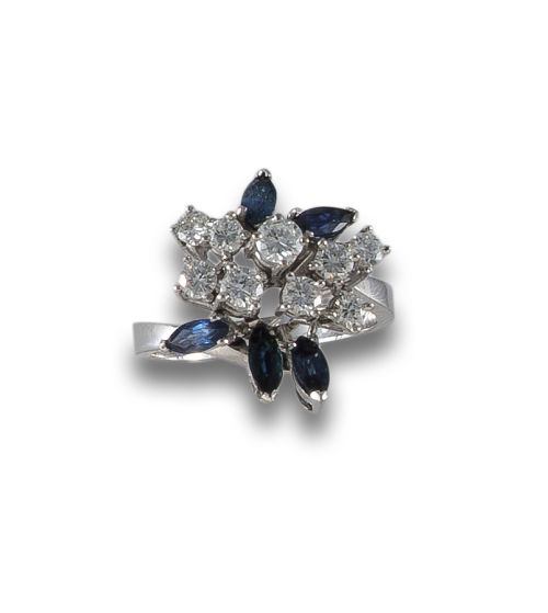 ROSE RING WITH DIAMONDS AND SAPPHIRES